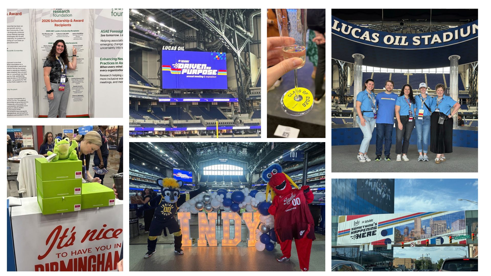 A gallery of photos displaying memorable moments from RGI's team's time at the 2026 ASAE Annual Conference. Photos include group pictures, signage, and event planning elements described in the article.